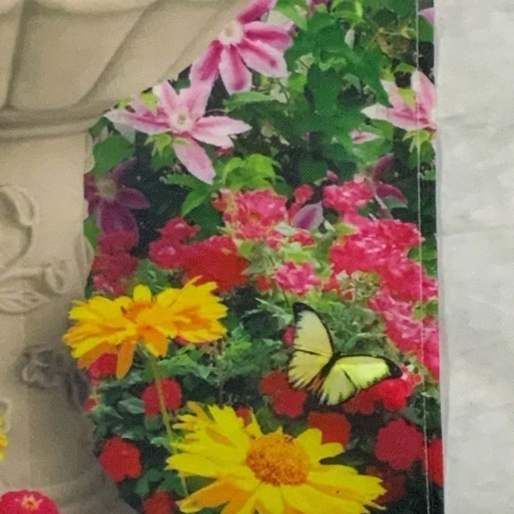Garden Flag Songbirds Picket Fence Bird Bath Butterflies and Flowers 12 X 18 in
